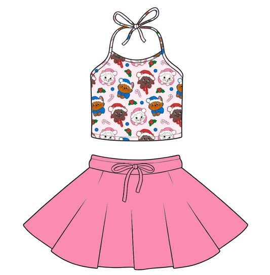 CHRISTMAS KITTIES Yoga Skort Set